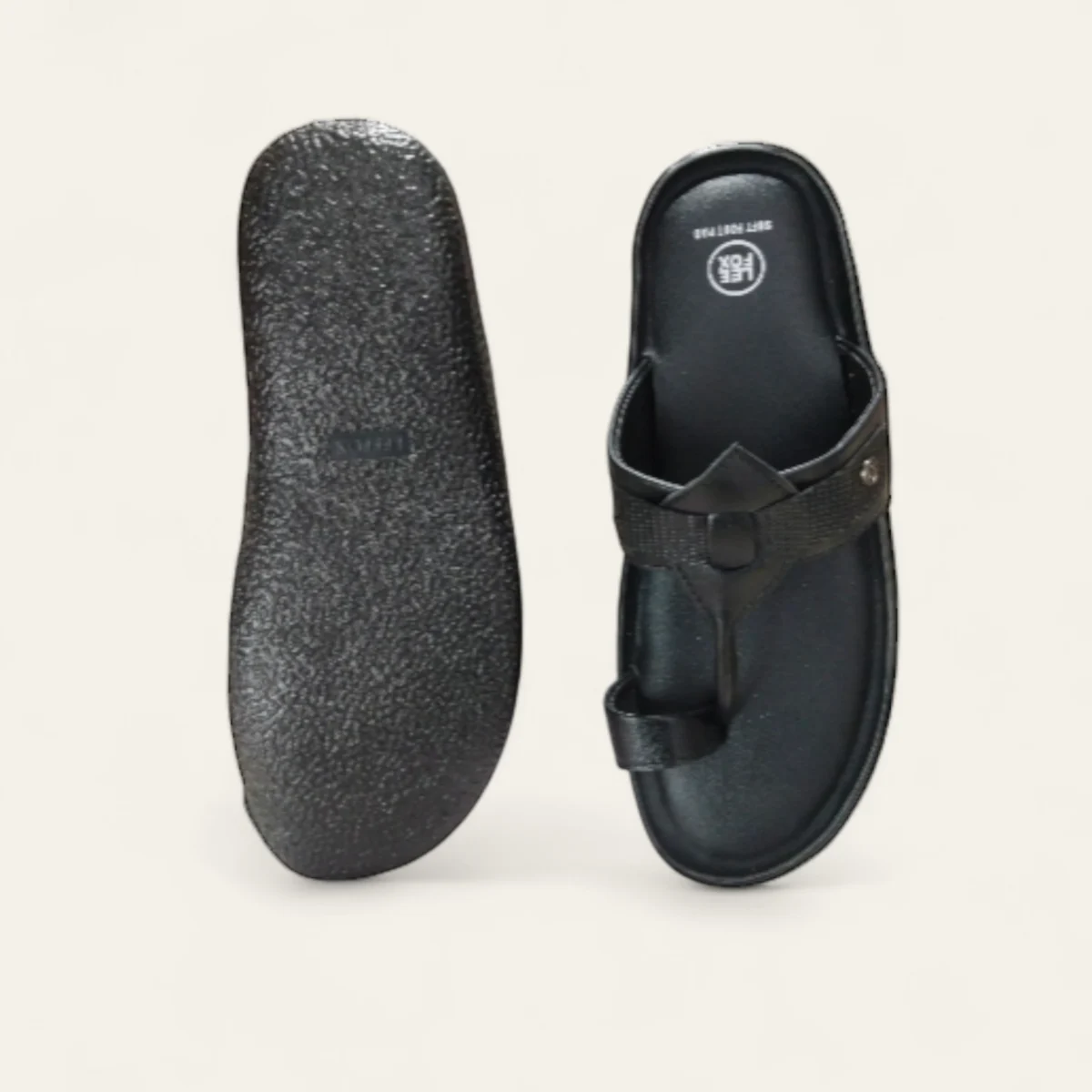 leefox men leather sandal Relax54 black